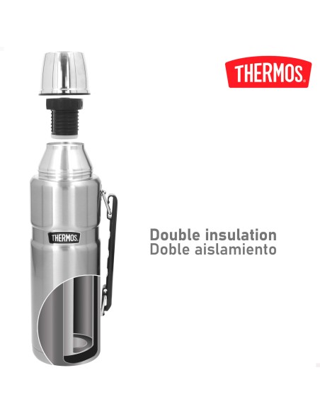 Botella térmica Thermos acero inoxidable 1,2L plata con asa