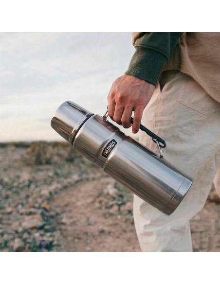 Botella térmica Thermos acero inoxidable 1,2L plata con asa