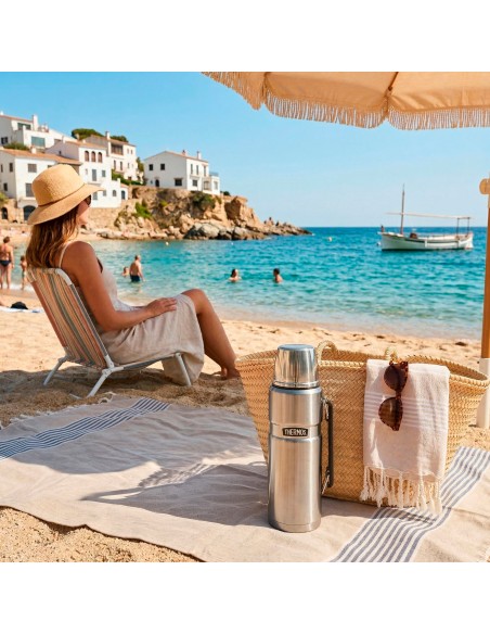 Botella térmica Thermos acero inoxidable 1,2L plata con asa