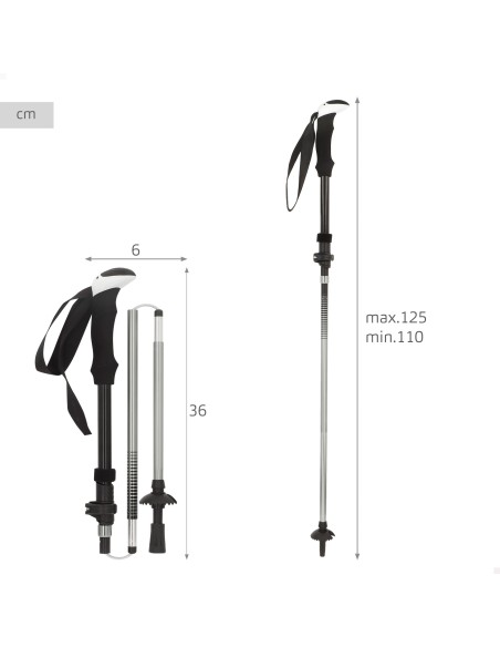 Bastón plegable trekking extensible 107-125 cm ultraligero