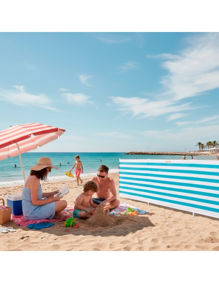 Paravientos playa rayas marineras 480x100 cm UV30