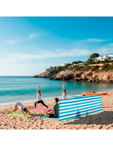 Paravientos playa rayas marineras 480x100 cm UV30