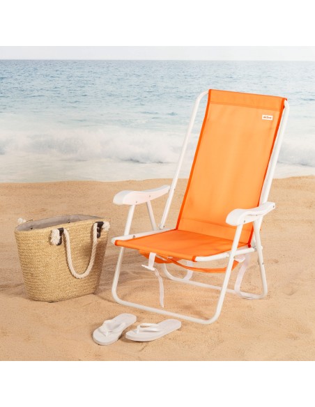 Silla de playa plegable naranja con mochila 44x40x81cm