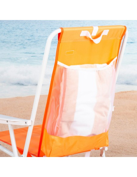 Silla de playa plegable naranja con mochila 44x40x81cm