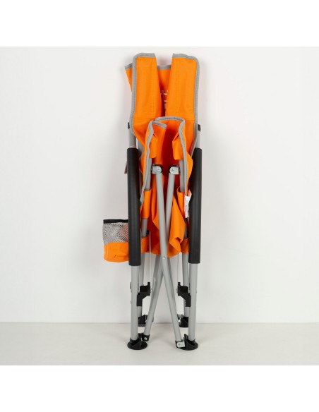 Pack 4 sillas de playa plegables bajas y transpirables 50x51x67 cm naranja con posavasos