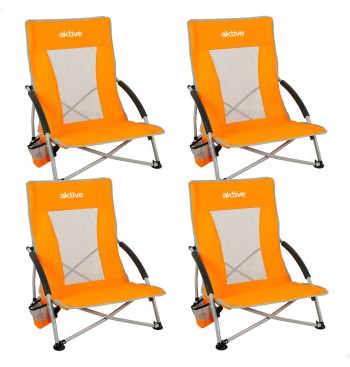 Pack 4 sillas de playa plegables bajas y transpirables...