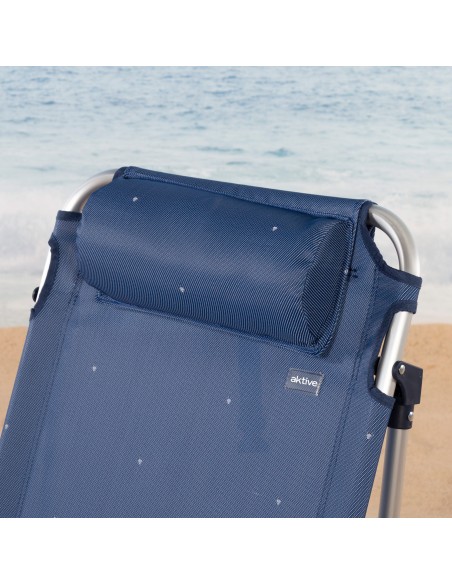 Pack 2 sillas playa bajas XL multiposición 51x45x76 cm azul marino