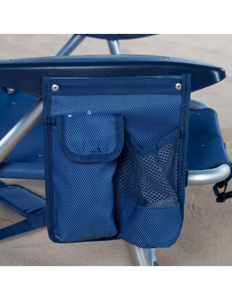 Pack 2 sillas playa bajas XL multiposición 51x45x76 cm azul marino