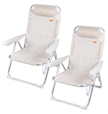 Pack 2 Sillas playa multiposición 48x60x90 cm beige