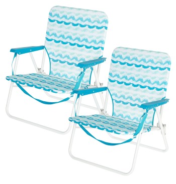 Pack 2 Sillas playa bajas fijas 45x40x70 cm olas