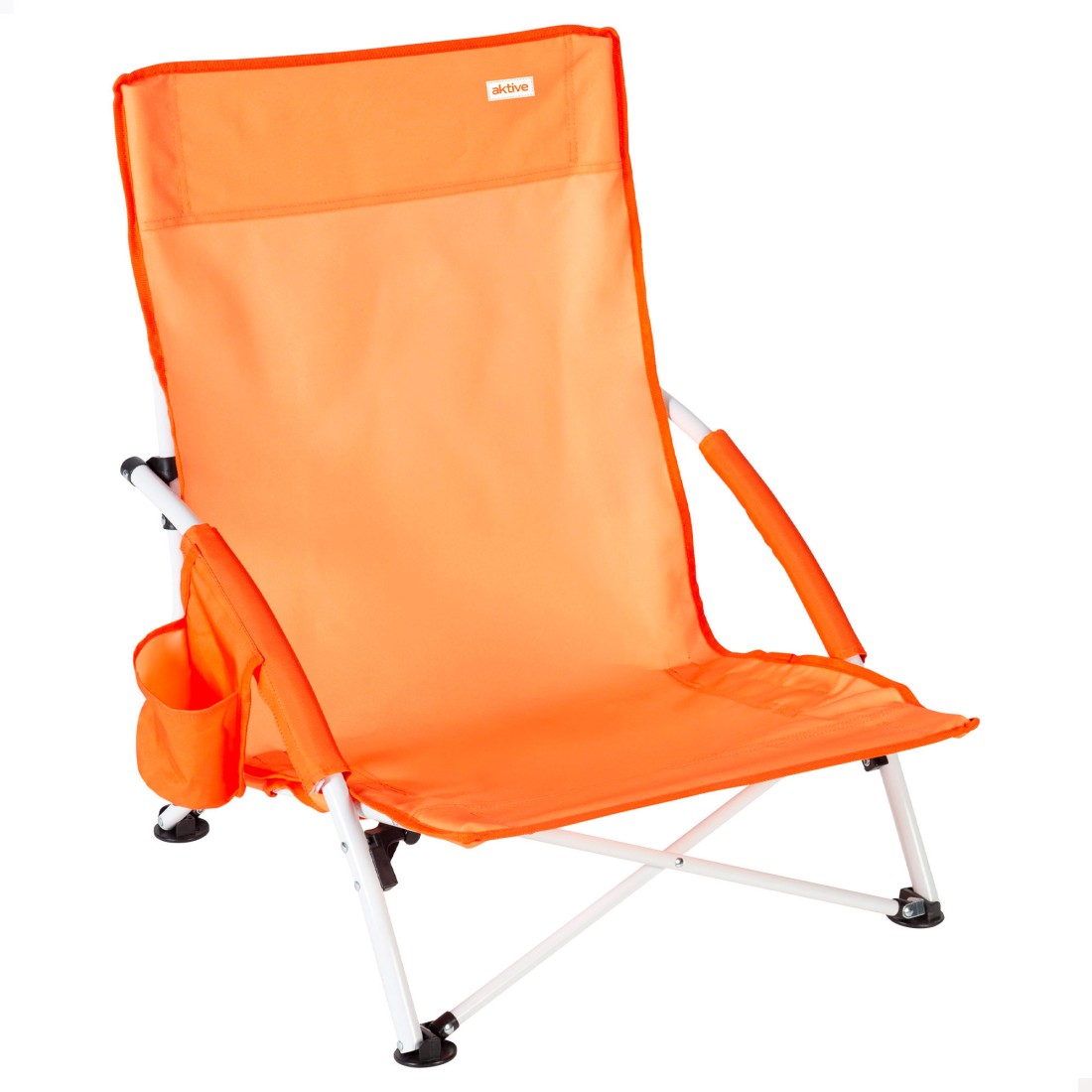 Silla de playa plegable con bolsillo lateral naranja 50x49x66 cm