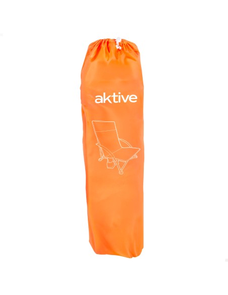 Silla de playa plegable con bolsillo lateral naranja 50x49x66 cm