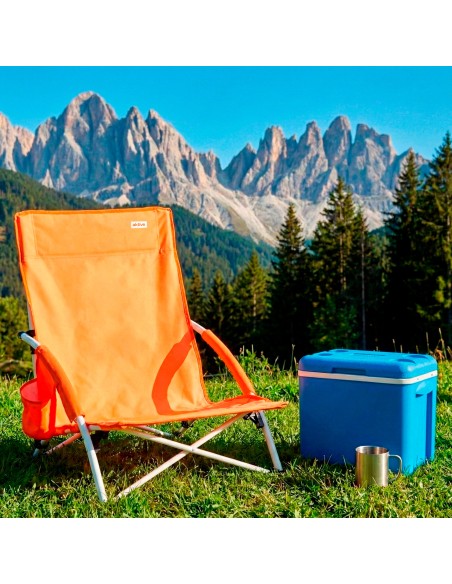 Silla de playa plegable con bolsillo lateral naranja 50x49x66 cm