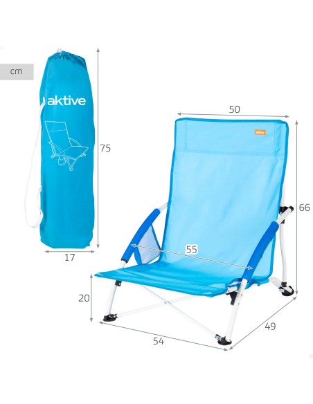 Aktive Beach Silla de playa plegable azul marino 50x49x66 cm