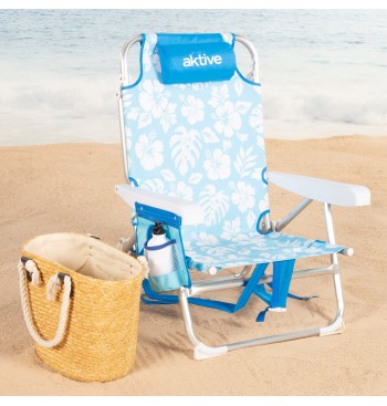 Silla de playa multiposición con reposacabezas 50x54x80... 2