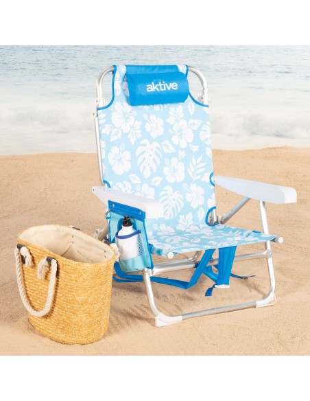 Silla de playa multiposición con reposacabezas 50x54x80 cm Hawaii