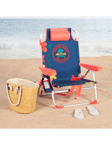 Silla de playa plegable multiposición 50x54x80 cm