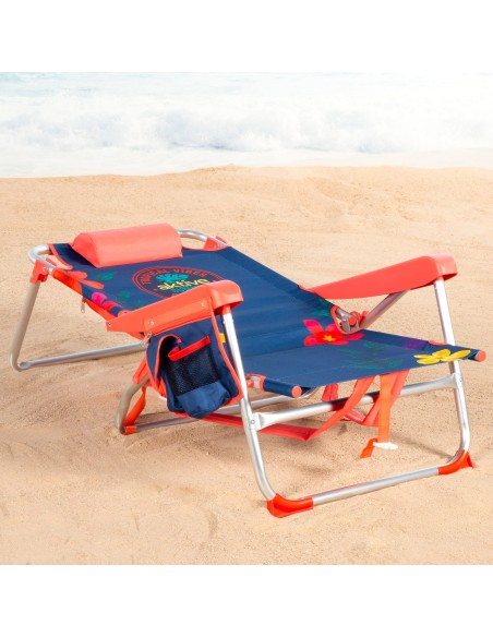 Silla de playa plegable multiposición 50x54x80 cm