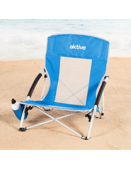 Silla plegable con sombrilla y posavasos 50x49x65 cm