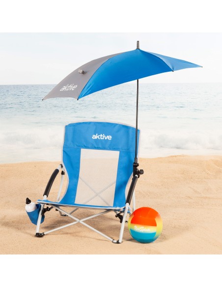 Silla plegable con sombrilla y posavasos 50x49x65 cm