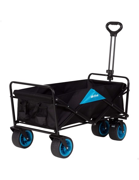 Carro plegable playa ruedas 360 negro