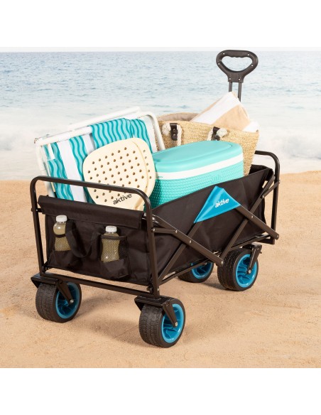 Carro plegable playa ruedas 360 negro
