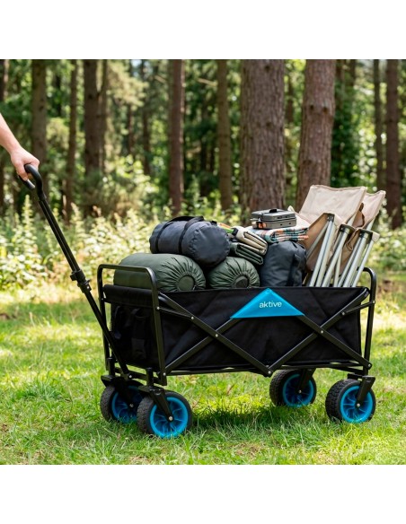 Carro plegable playa ruedas 360 negro