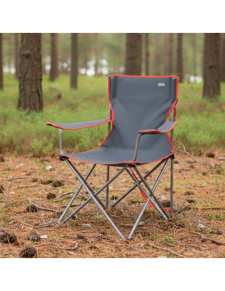 Silla de camping plegable gris marengo con asa 47x47x82 cm