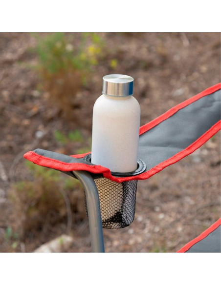 Silla de camping plegable gris marengo con asa 47x47x82 cm