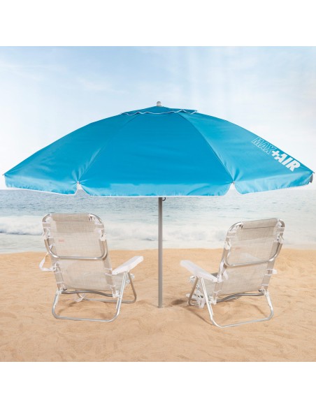 Sombrilla playa antiviento 8 varillas 240 cm azul