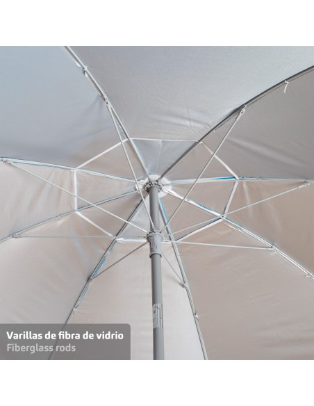 Sombrilla playa antiviento 8 varillas 240 cm azul