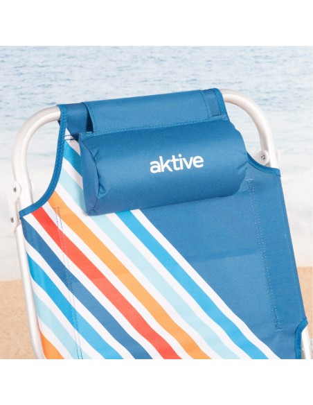 Silla de playa multicolor con bolsillos y asas transporte 50x55x80 cm