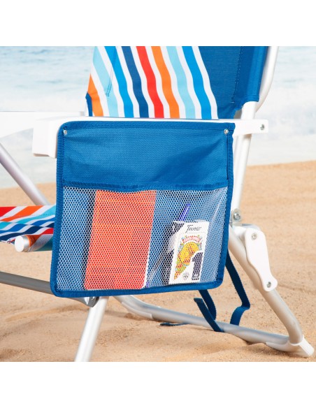 Silla de playa multicolor con bolsillos y asas transporte 50x55x80 cm