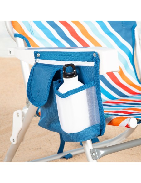 Silla de playa multicolor con bolsillos y asas transporte 50x55x80 cm