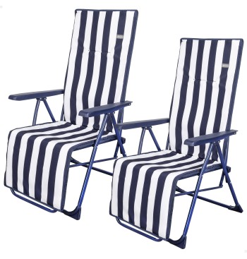 Pack 2 sillas tumbonas plegables 147x48x70 cm rayas...