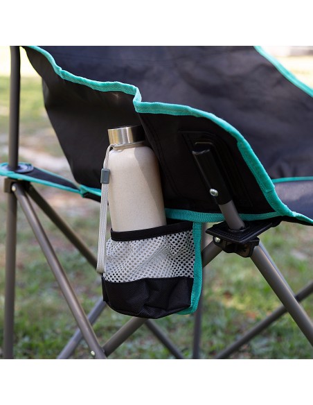 Pack 2 sillas plegables camping 50x47x74 cm negras con posavasos