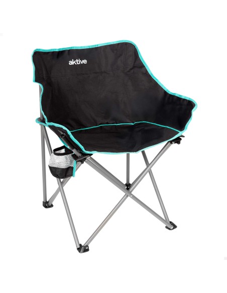 Pack 2 sillas plegables camping 50x47x74 cm negras con posavasos
