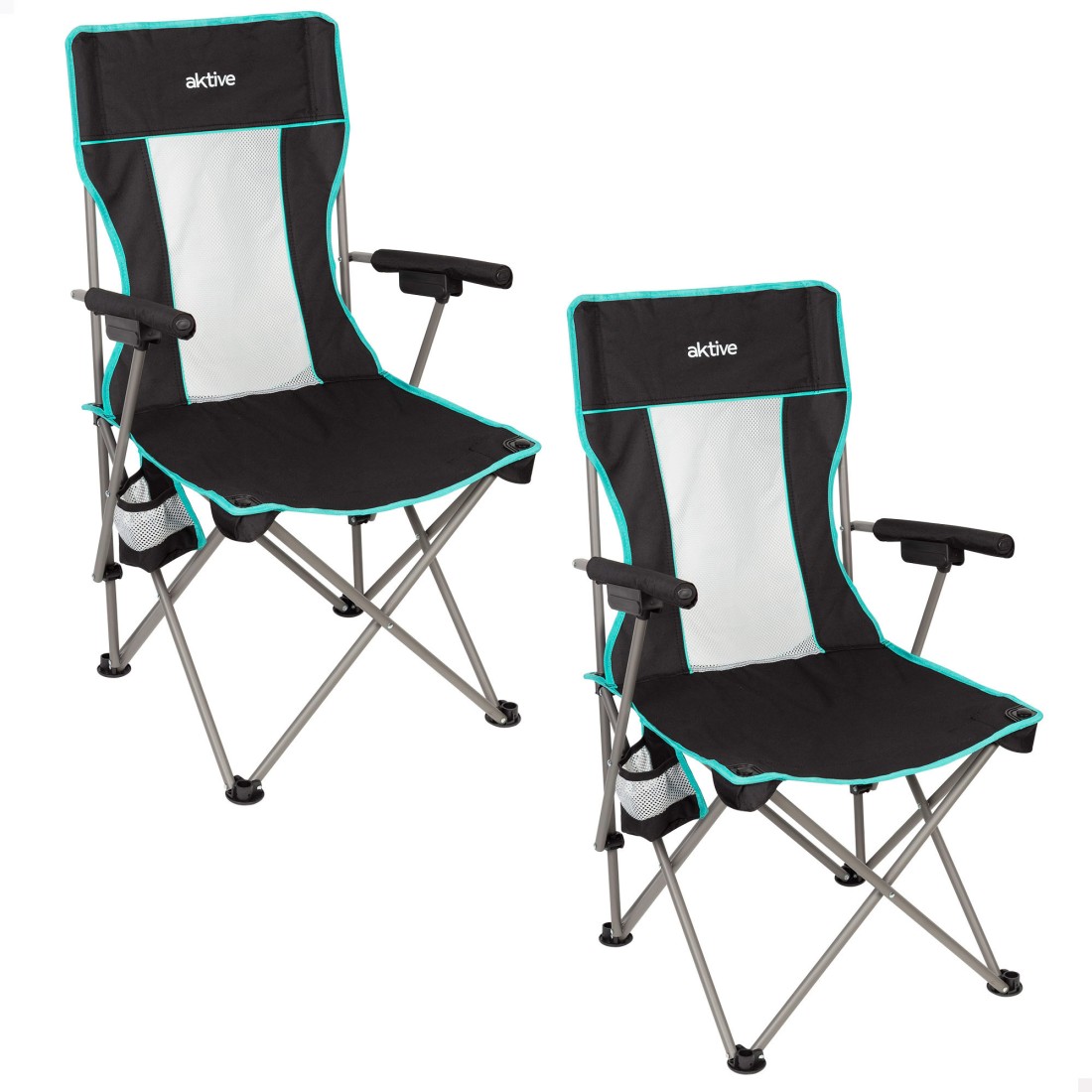 Pack 2 sillas plegables camping deluxe 48x48x102 cm con rejilla