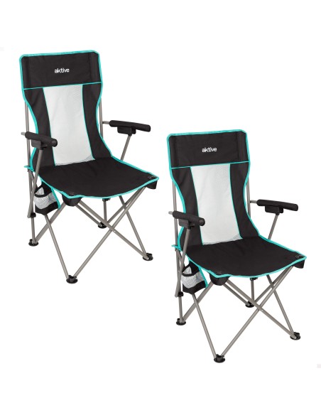 Pack 2 sillas plegables camping deluxe 48x48x102 cm con rejilla