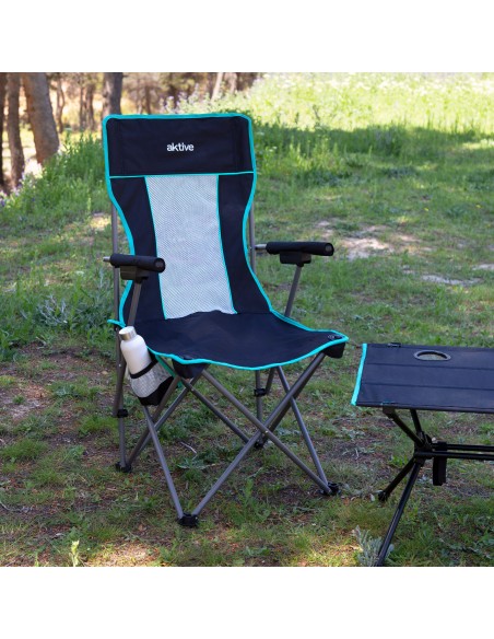 Pack 2 sillas plegables camping deluxe 48x48x102 cm con rejilla