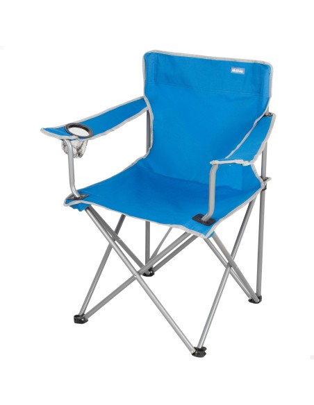 Pack 2 sillas plegables camping  48x45x80 cm azul con asa y posavasoss