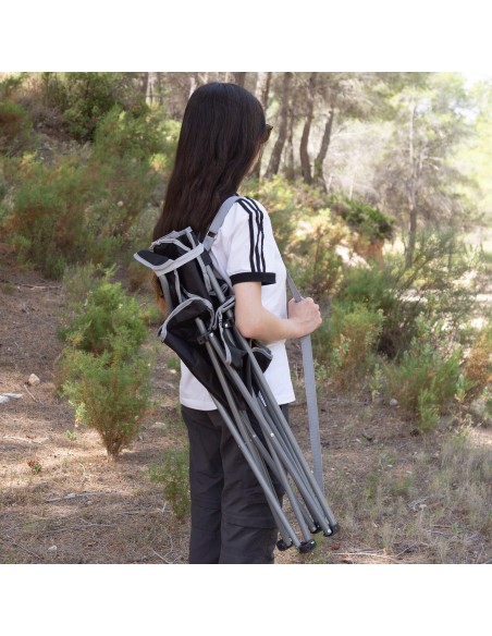 Pack 2 sillas plegables camping 48x45x80 cm negras con portavasos