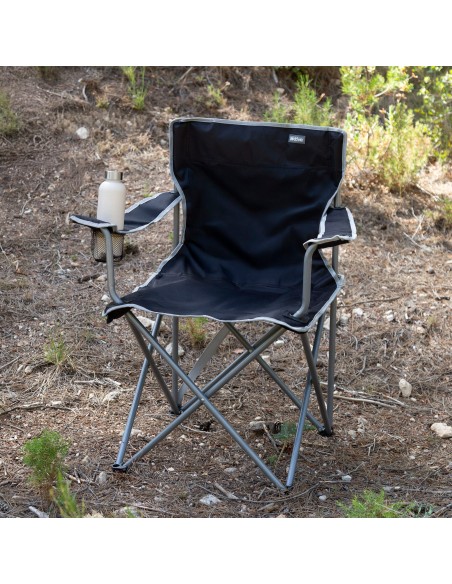 Pack 2 sillas plegables camping 48x45x80 cm negras con portavasos