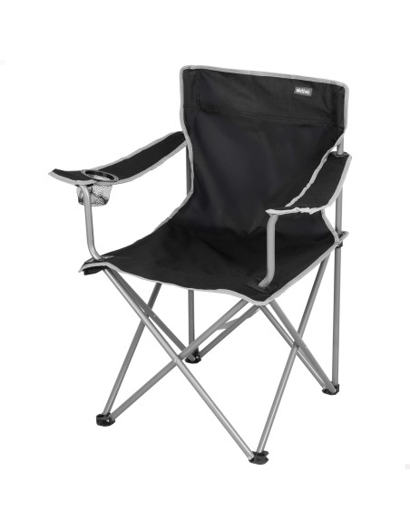 Pack 2 sillas plegables camping 48x45x80 cm negras con portavasos