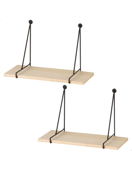 Max Home Pack 2 Estanterías pared colgantes madera 30x14,5x20 cm