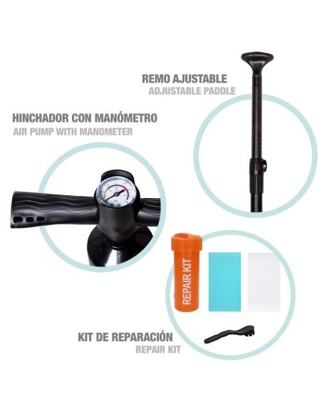 Tabla paddle surf hinchable adulto 11.2" con mochila, hinchador y remo