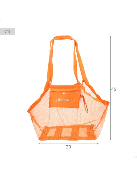 Bolsa de red plegable para playa 45x30x45 cm naranja