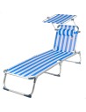 Tumbona playa multiposición 186x49x30 cm marinera con parasol y cojín