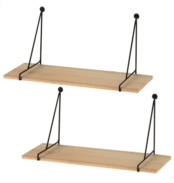 Max Home Pack 2 Estanterías pared colgante madera...