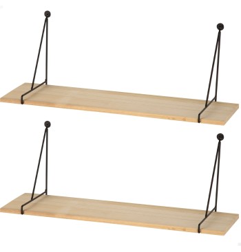 Max Home Pack 2 Estanterías pared colgante madera...